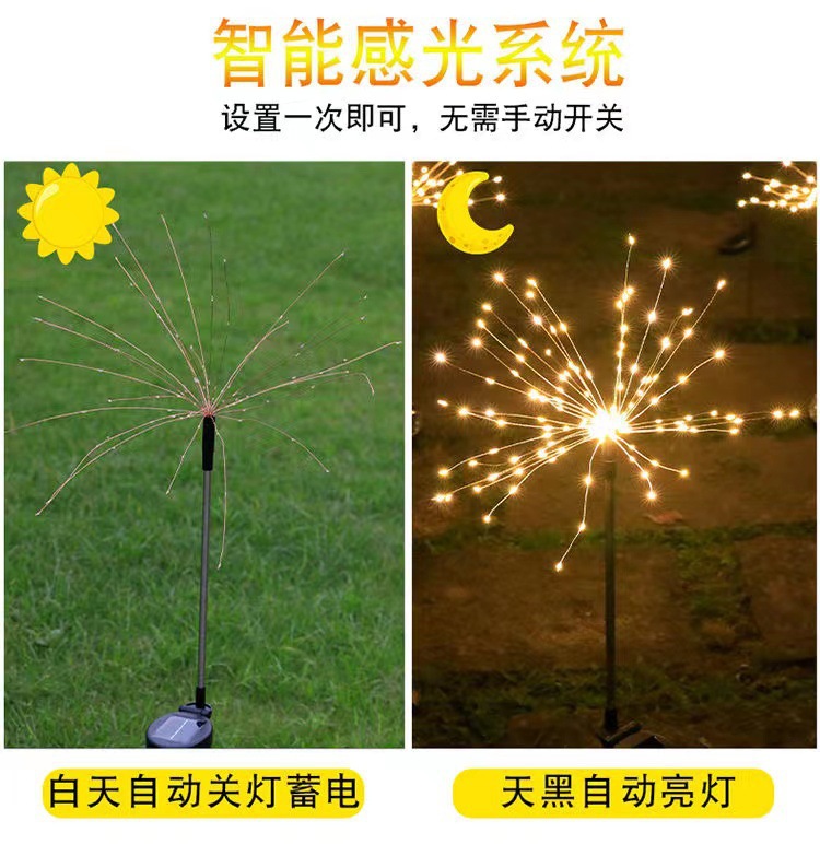 Cross-border LED solar fireworks, outdoor waterproof color light strings, landscape courtyard atmosphere lights, Christmas decoration, foreign trade pic 3