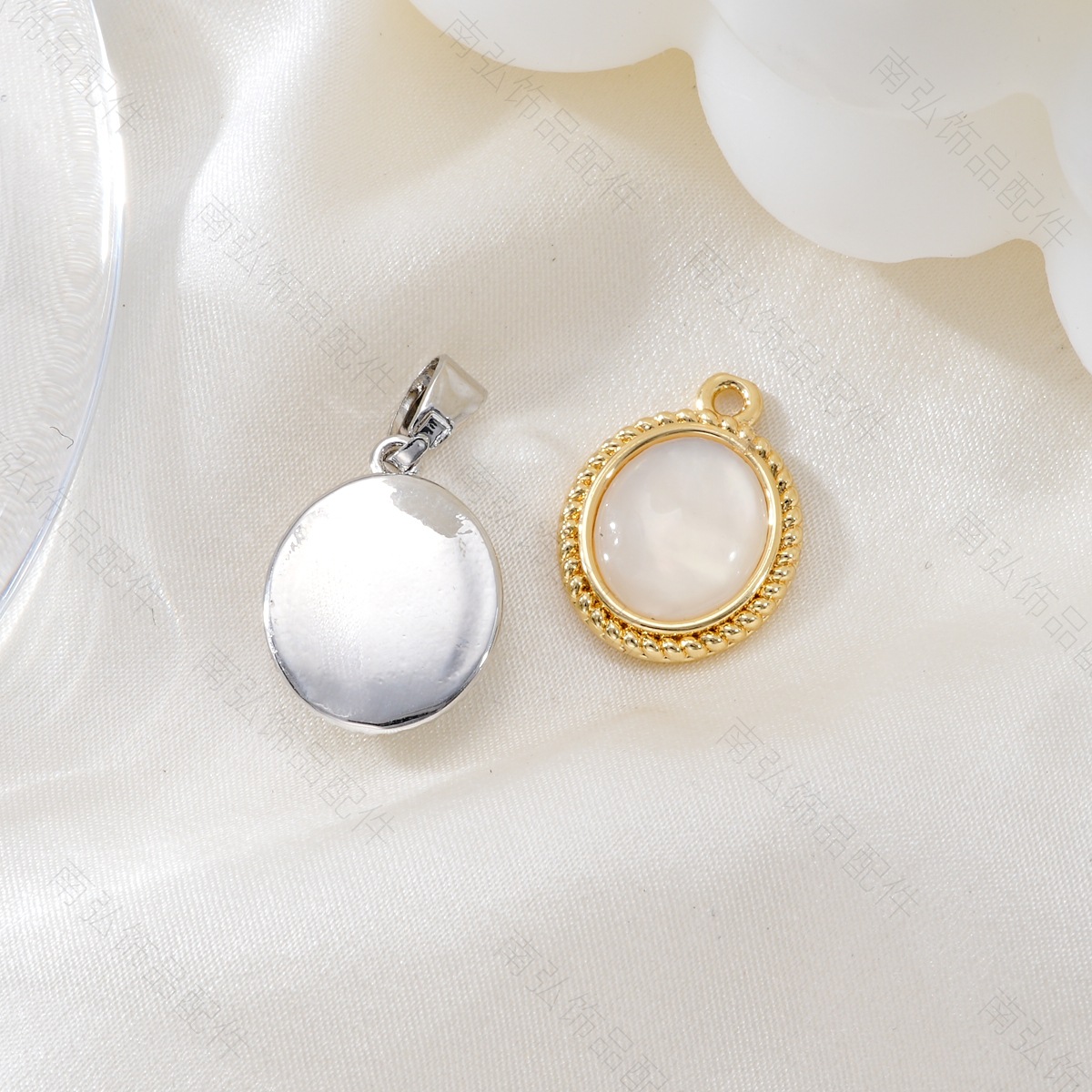 Pearl necklace clasp, copper-plated 18k gold, oil and water drop oval pendant, high color retention DIY jewelry accessory pic 8