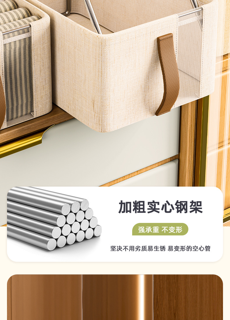 Cotton and linen mesh steel frame visible storage box, home wardrobe clothes storage box pic 9