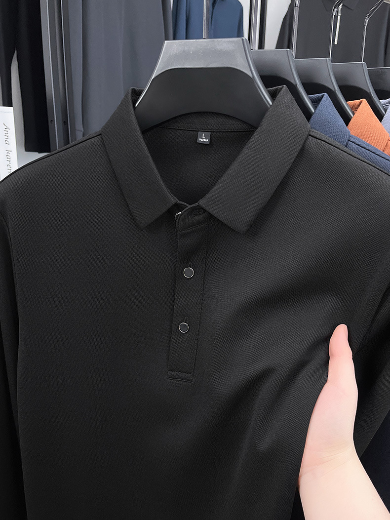 桑蚕丝羊毛长袖polo衫男2025春季新款7A抗菌翻领休闲纯色男士t恤详情26