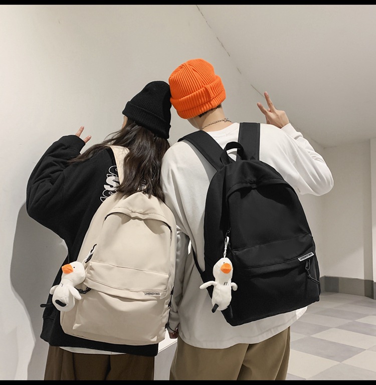 双肩包男士简约大容量旅行背包女休闲日系初中生高中大学生书包男详情3