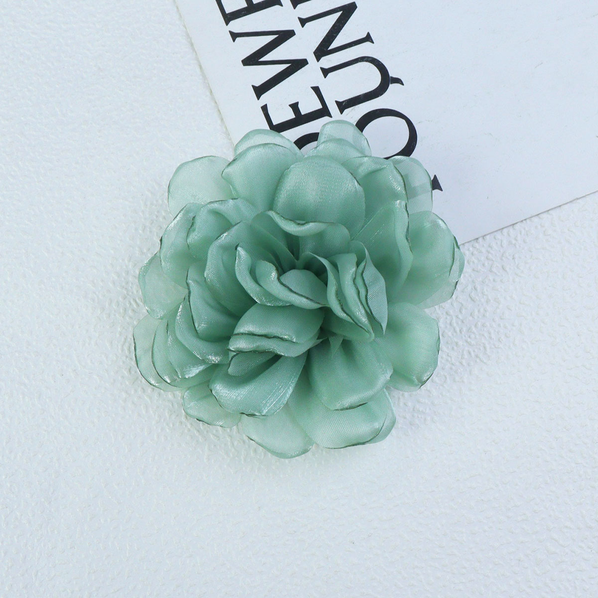 10cm欧根纱百合缎面烧边纱花diy手工头饰服饰辅料鞋花批发发饰详情12