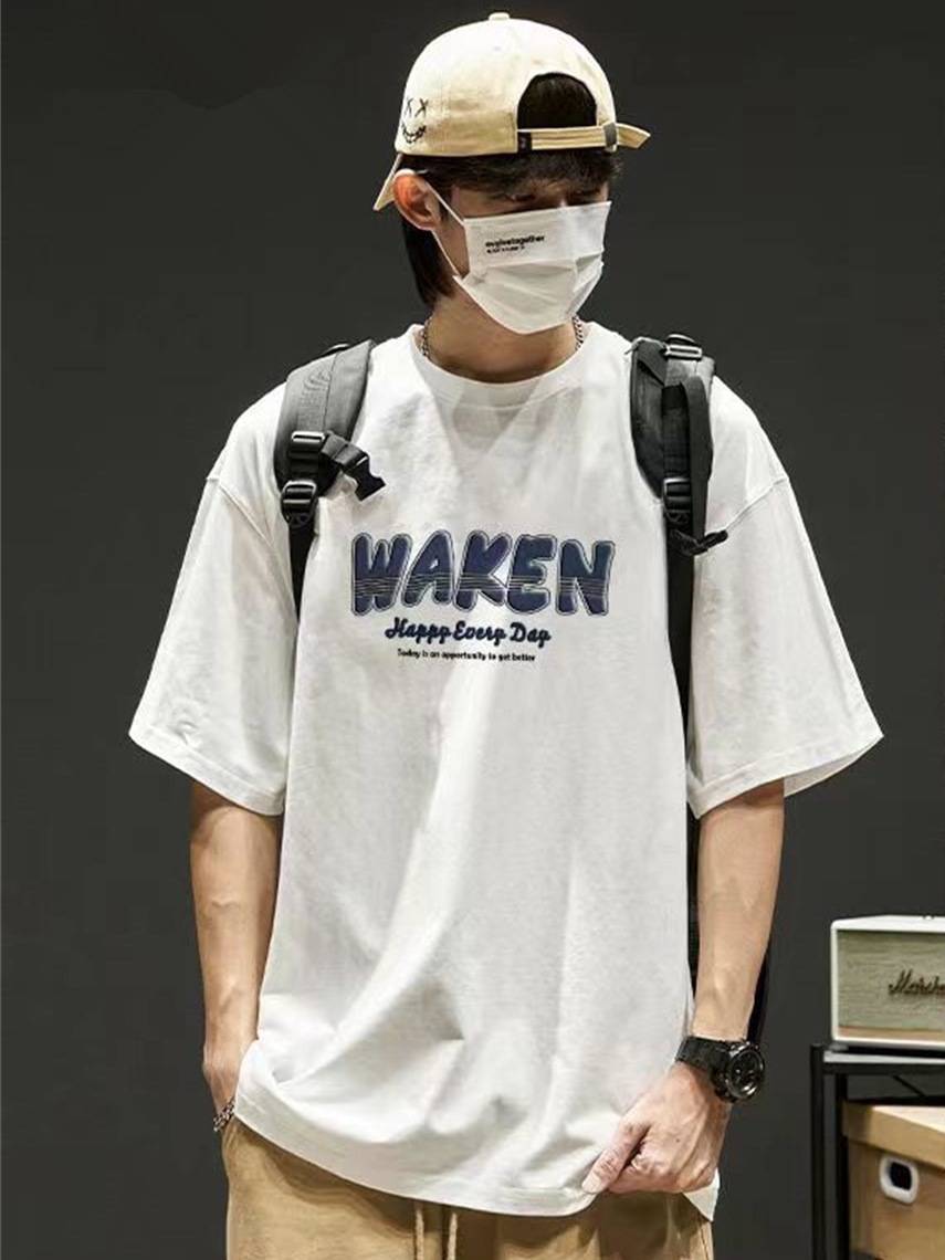 重磅短袖T恤男上衣服夏季新款美式纯棉潮牌打底白色宽松半袖体恤详情8