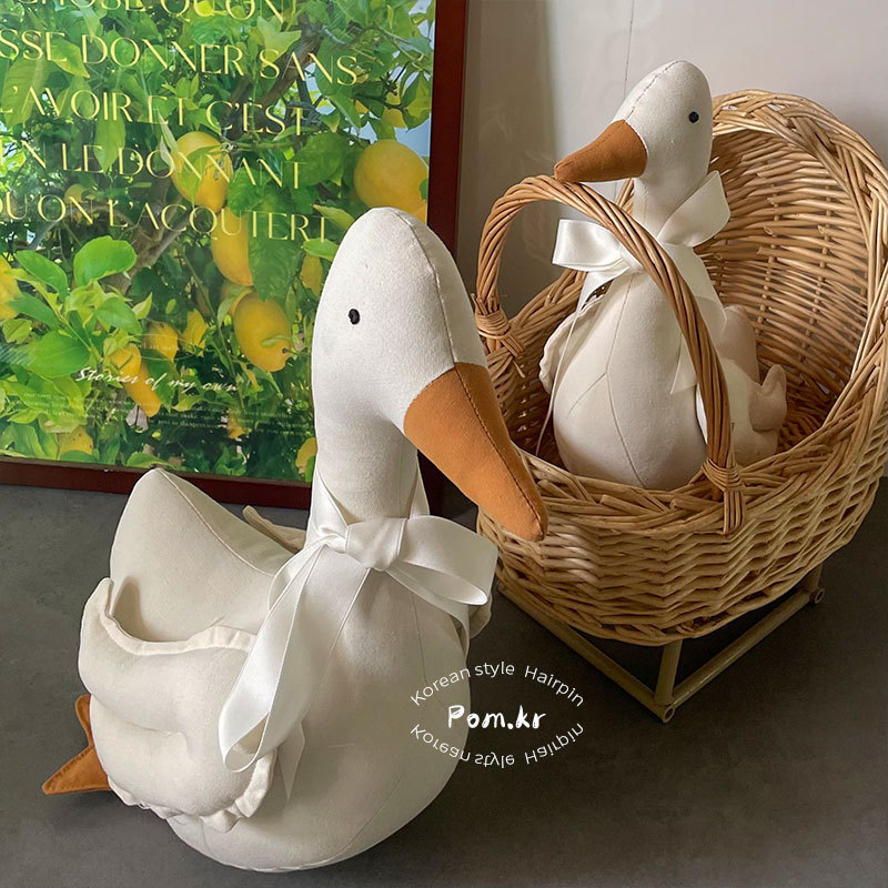 新款韩版可爱小鸭子娃娃大小号可蹲立棉麻儿童安抚玩具房间摆件物详情7
