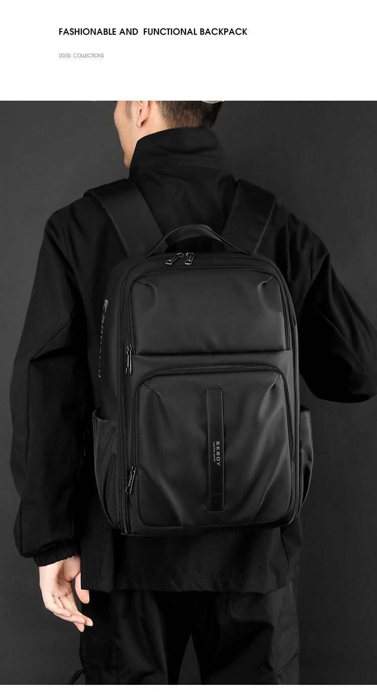 新款背包时尚双肩包商务通勤笔记本电脑包轻便休闲大容量17寸背包详情3