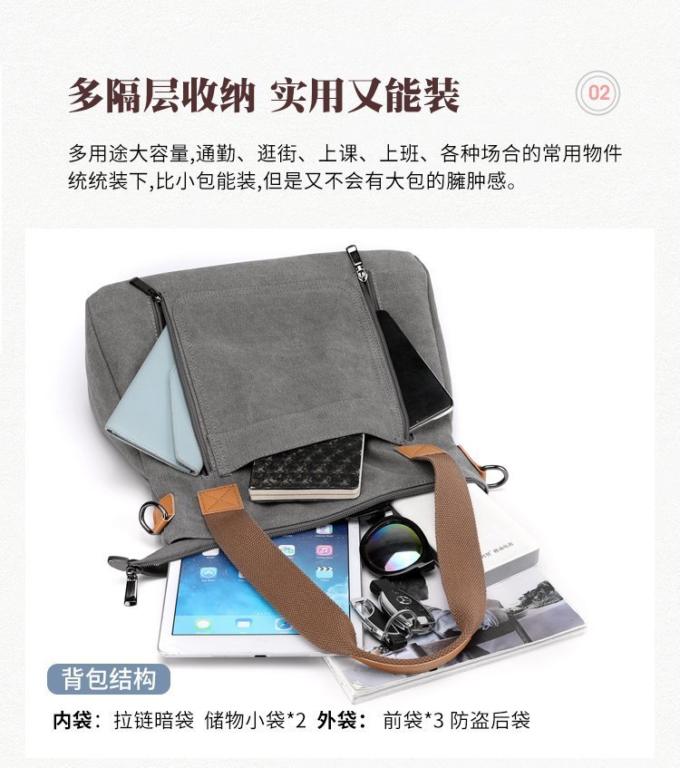 大容量帆布包简约潮搭女包新款韩版手提休闲包都市丽人单肩斜挎包详情8