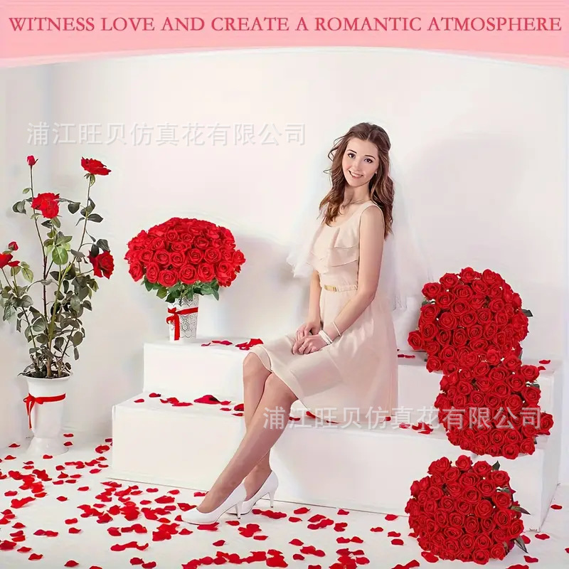 仿真白色绢布玫瑰花 人造假花七夕情人节婚礼装饰花玫瑰花墙批发详情5
