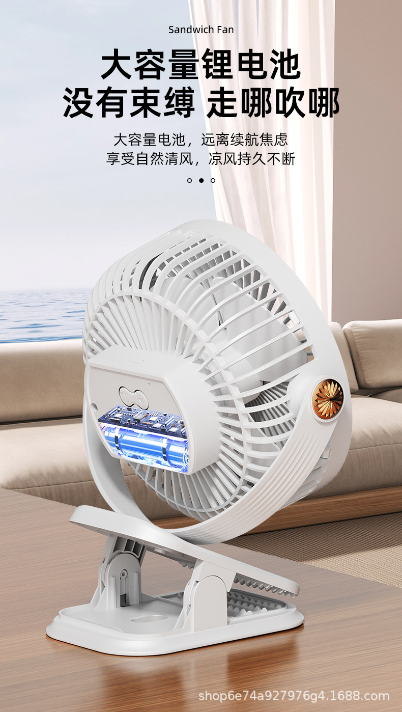 跨境多功能风扇夹扇带灯家用宿舍办公桌面充电便携户外迷你小风扇详情15