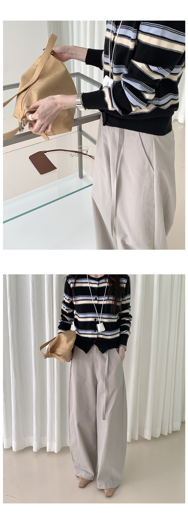 Retro striped long-sleeved knitted sweater for women in autumn 2025, a new Korean-style design with a versatile round neck casual top pic 25