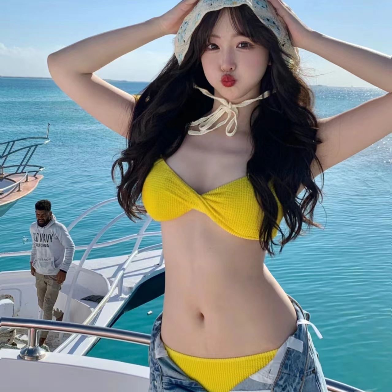 泳衣女纯欲性感网红柠檬黄显白分体三角比基尼小胸辣妹度假泡温泉详情2