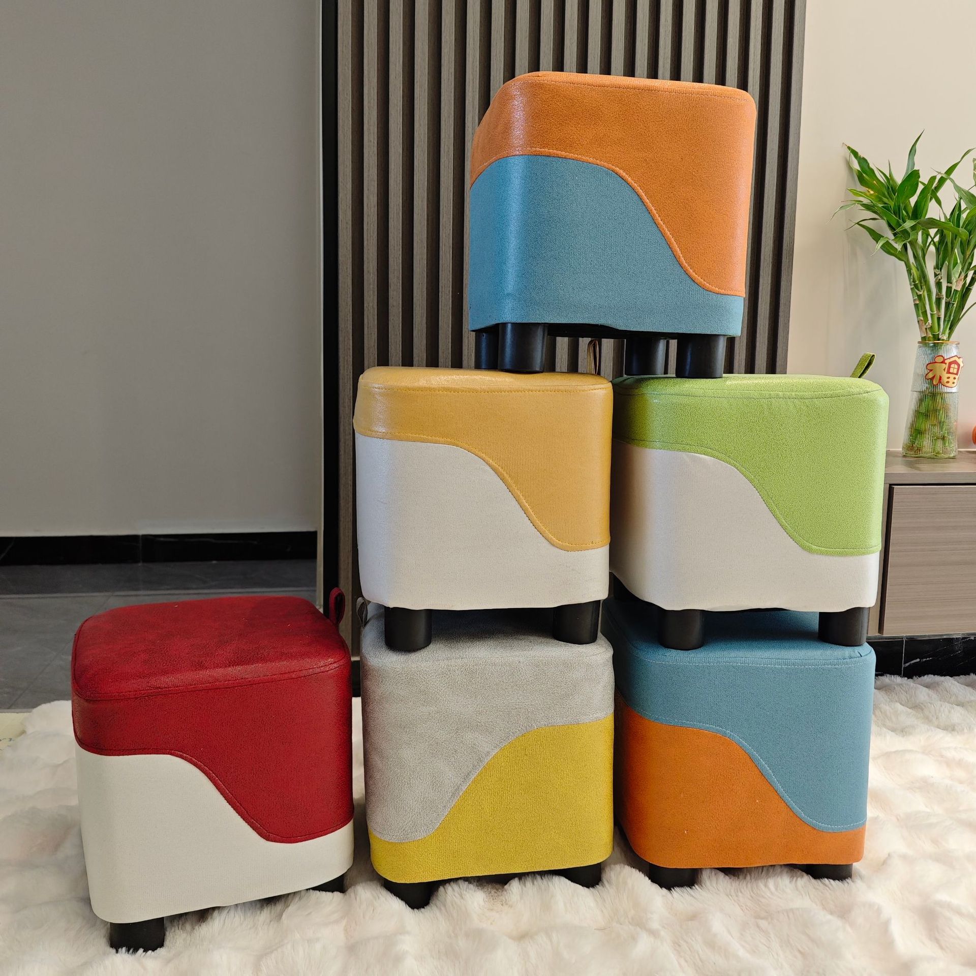 厂家批发方型家用换鞋凳简约矮凳布艺小凳子客厅坐凳穿鞋凳加logo详情12