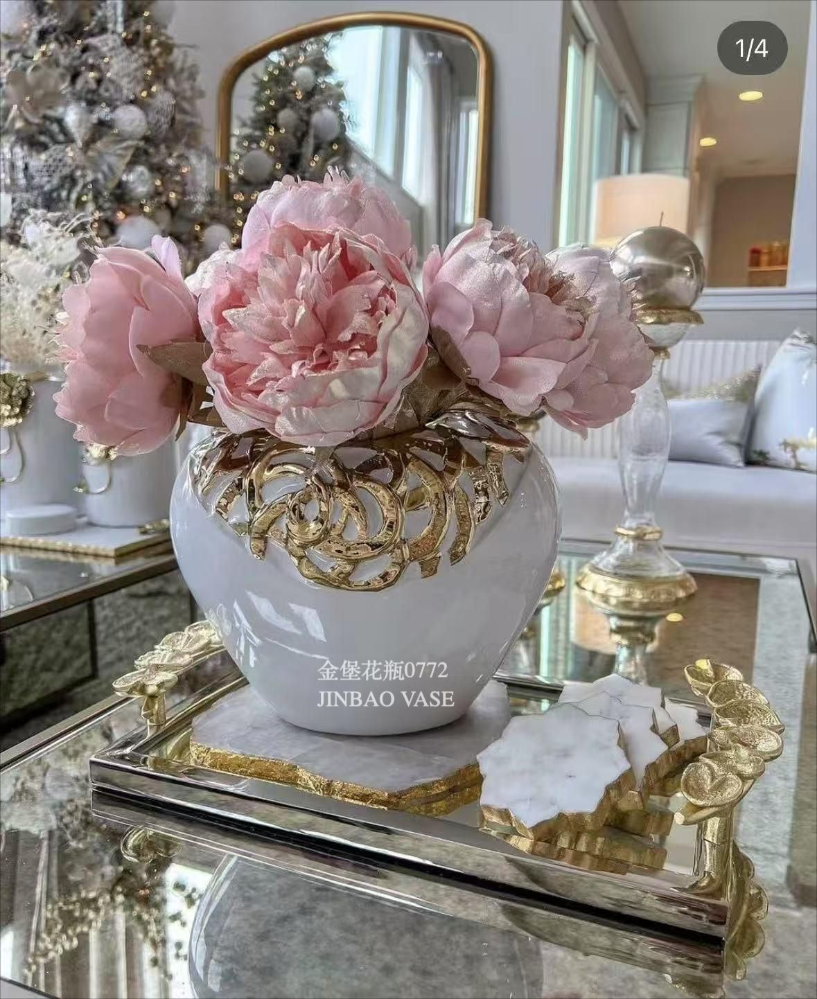 Nordic creative ceramic vases, rotating aesthetic ornaments, high-end living room entrance hall tabletop, dining table, dried flower decorations pic 45