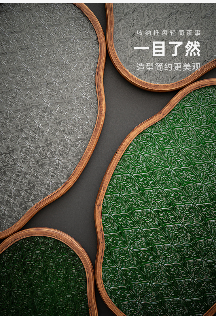 厂家批发日式玻璃茶托盘复古竹制茶盘简约家用茶室水果点心收纳盘详情4