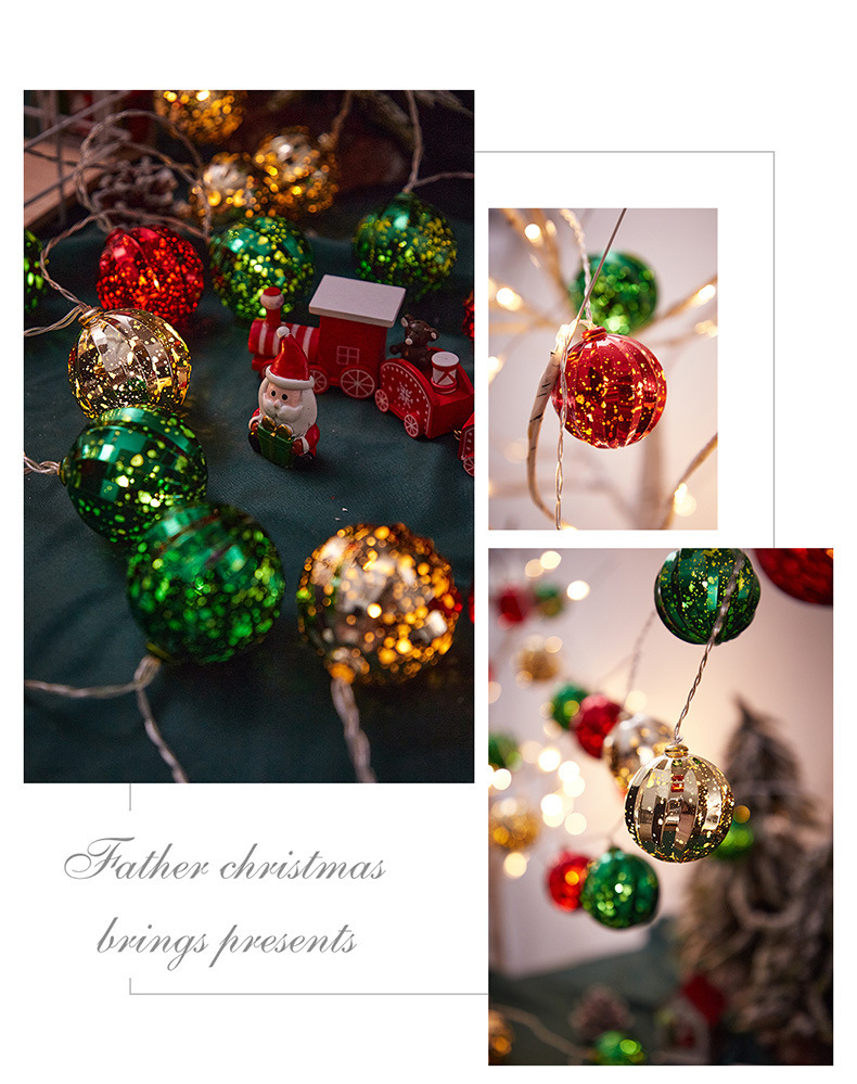 led圣诞球灯串橱窗客厅电镀球挂件彩灯串网红房间圣诞氛围装饰灯详情8