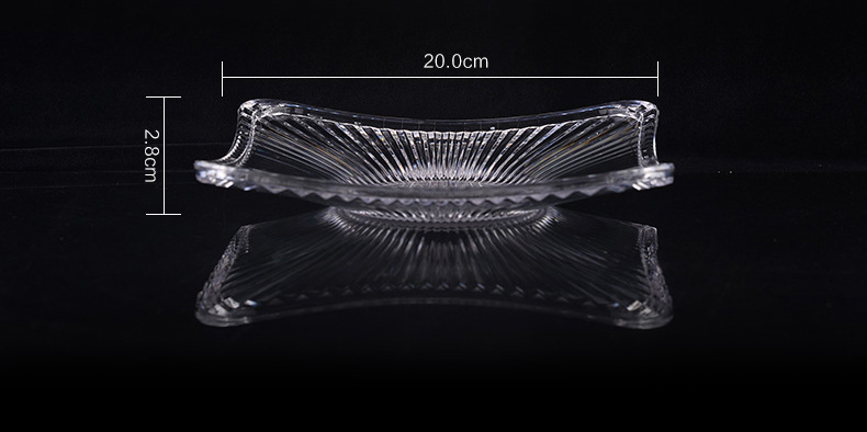 European-style square striped fruit plate, durable lotus, antique high-end acrylic transparent sword-patterned pc fruit plate pic 5