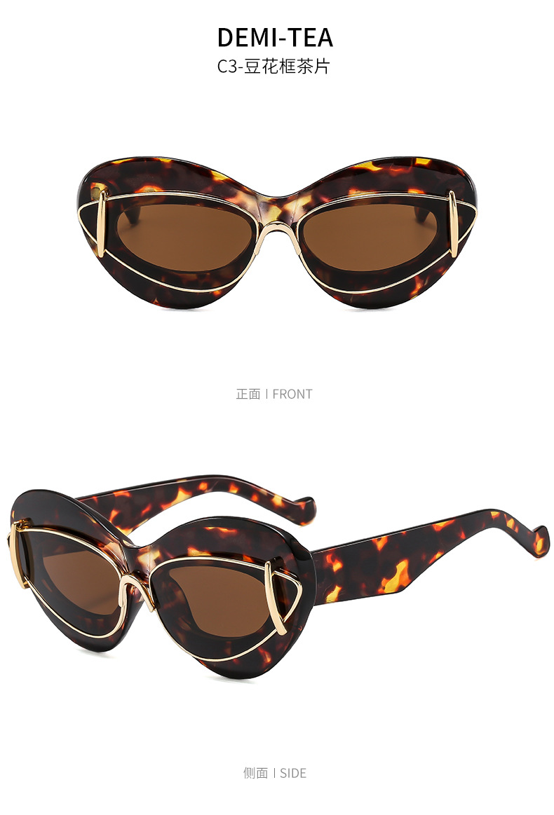 Cat-eye double-frame sunglasses for women, European and American fashion trends, hip-hop sunglasses, Instagram influencers, and exaggerated personality sunglasses pic 13