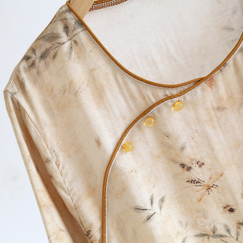 New Chinese-style ancient-style pajamas for women in spring and summer, thin bamboo and cotton Chinese-style Hanfu long-sleeved set for home wear, suitable for outdoor wear pic 9