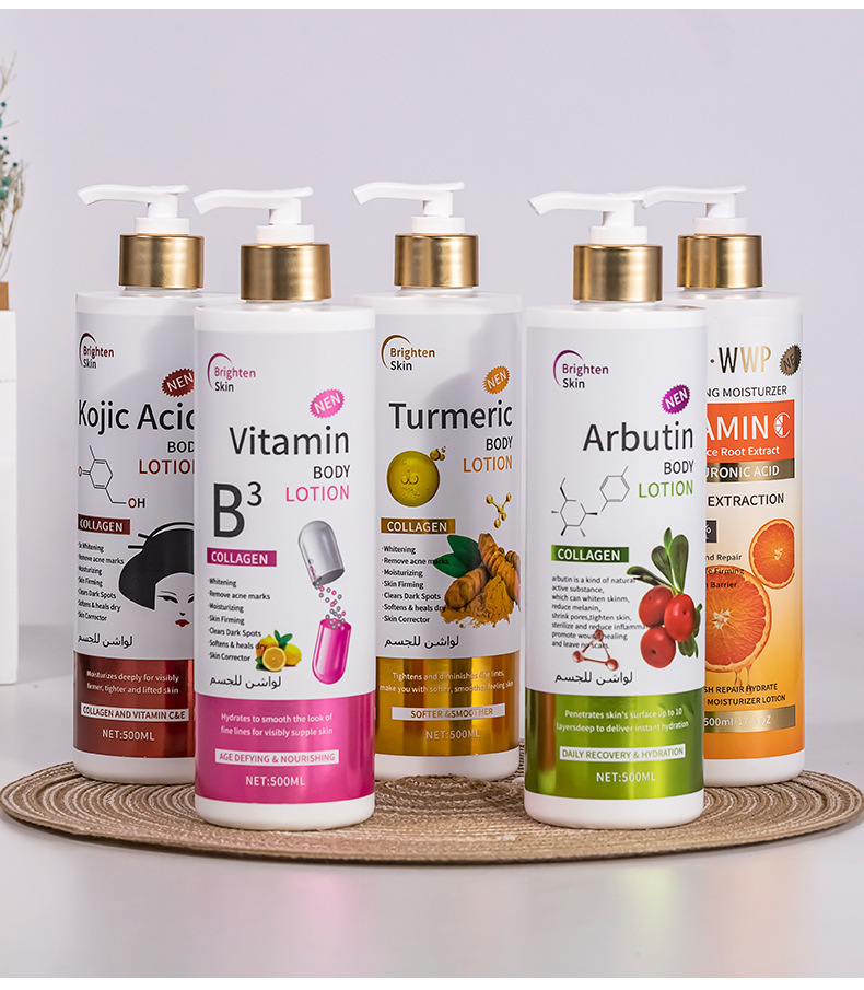 WWP Foreign Trade Kojic Acid Nicotinamide Body Lotion Moisturizing, Whitening and Dry Skin Removal l Cross-border Arbutin Moisturizing Lotion 500mL pic 3