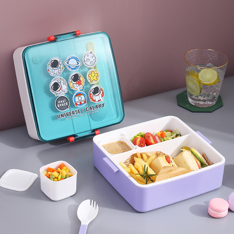 Nordic InS-style modern sealed lunch box, student dormitory bento box with lid, multi-functional compartments bowl with fork and spoon pic 19