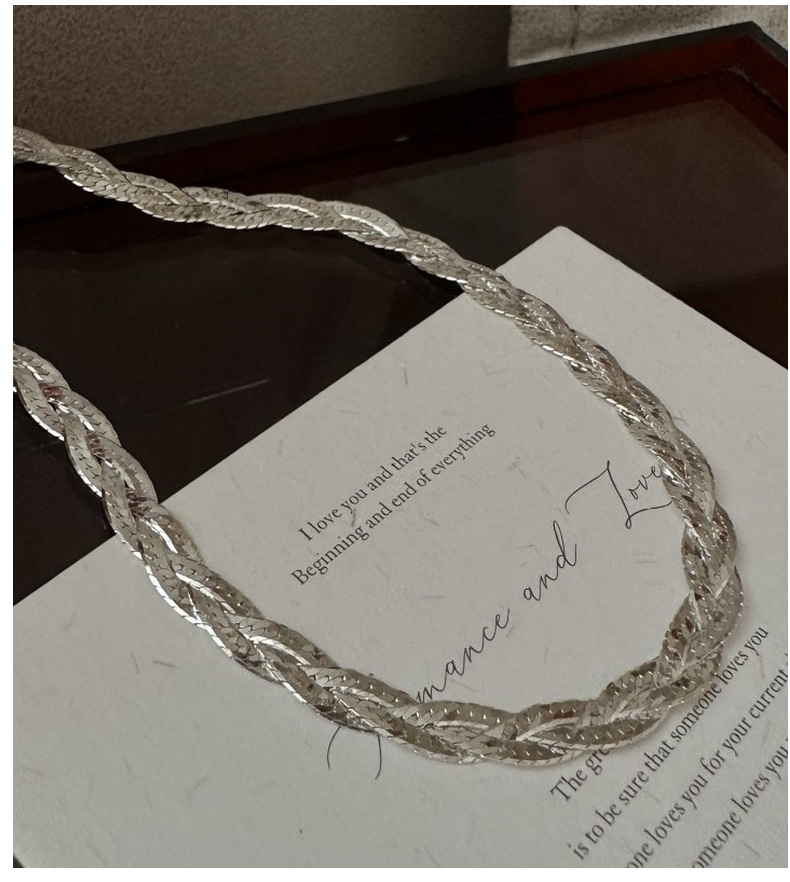 S925 sterling silver three-layer woven glitter Italian collarbone chain, Korean-style simple and fashionable necklace silver jewelry wholesale pic 11