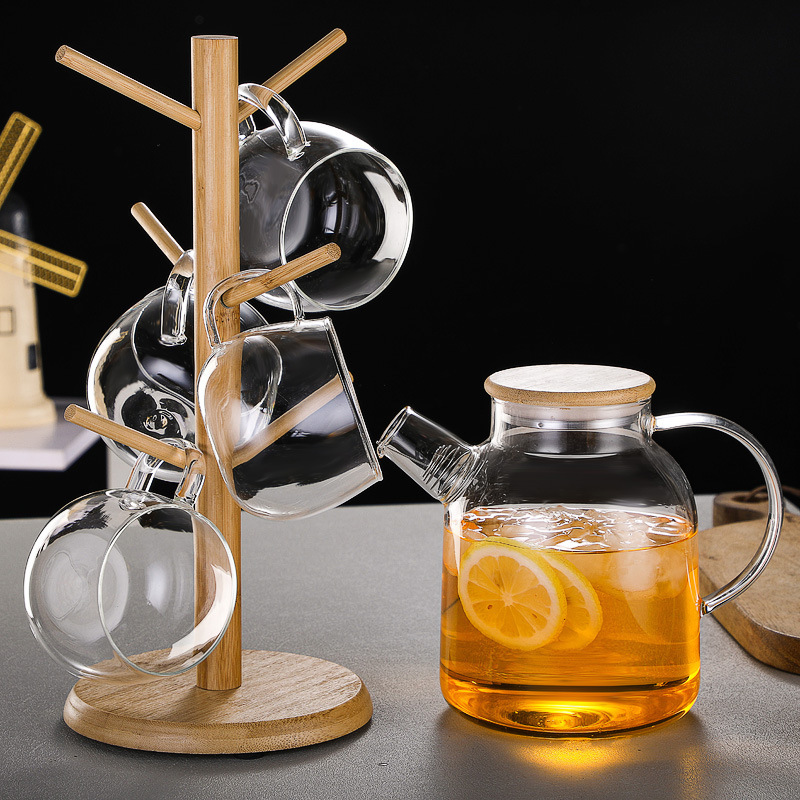 High-temperature resistant teapot, glass teapot, bamboo lid teapot, tea set, Nordic thickened transparent high borosilicate cold water kettle pic 11