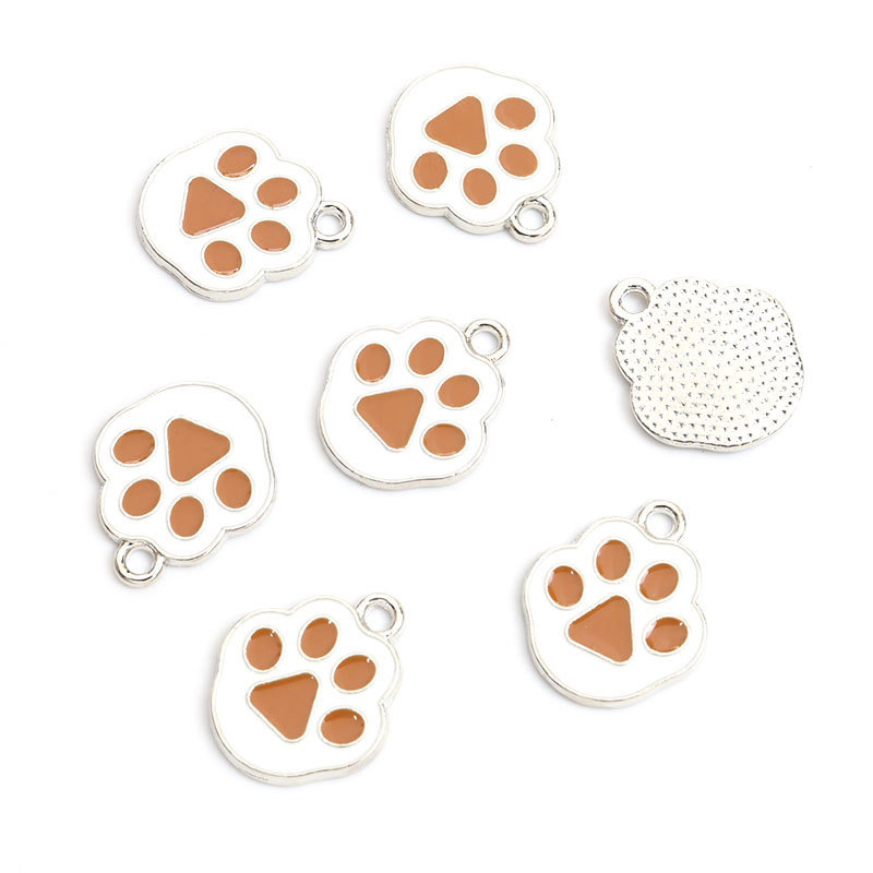猫爪狗脚印滴油合金挂件脚丫DIY饰品配件手链项链耳环钥匙扣吊坠详情6
