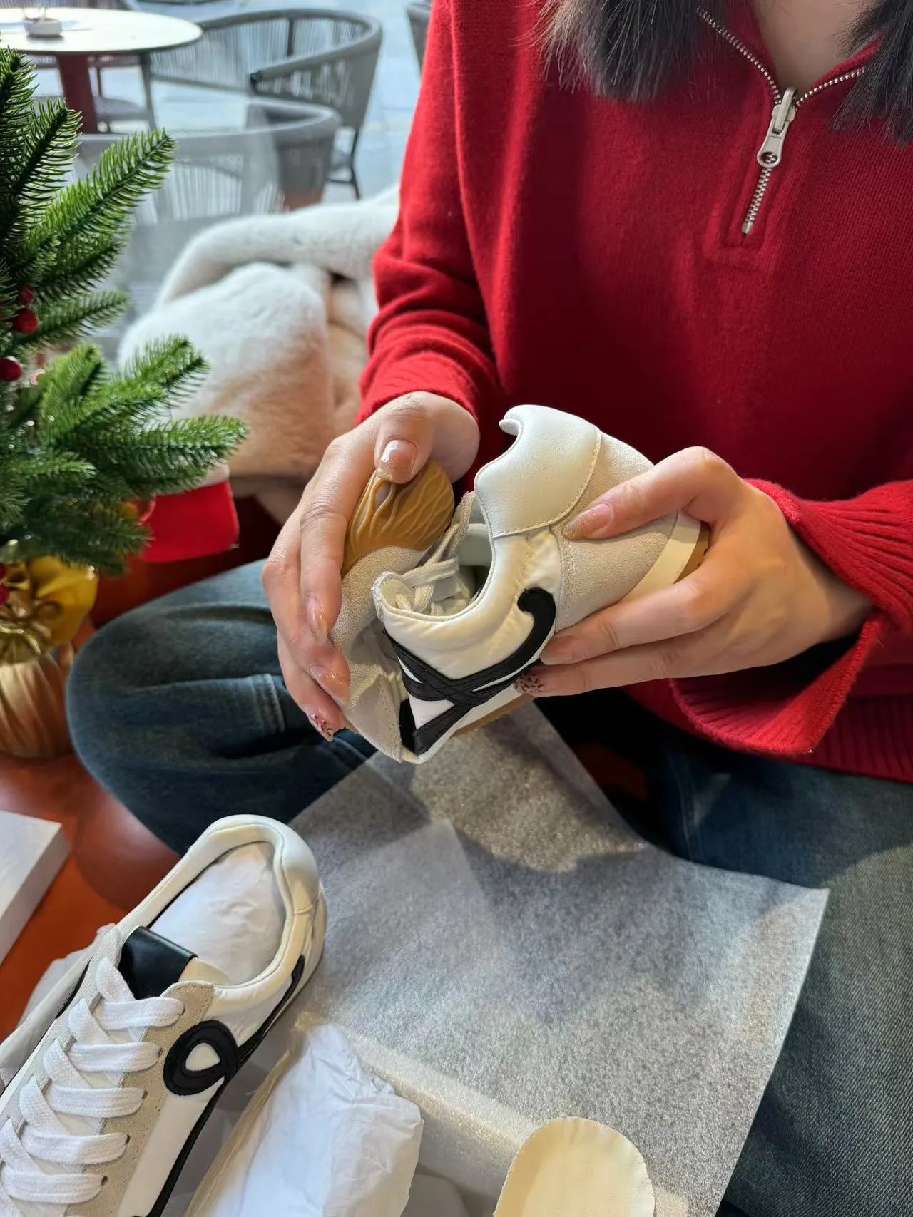 苏茵茵内增高阿甘鞋女2025新款歪头德训女鞋系带休闲鞋真皮德训鞋详情9