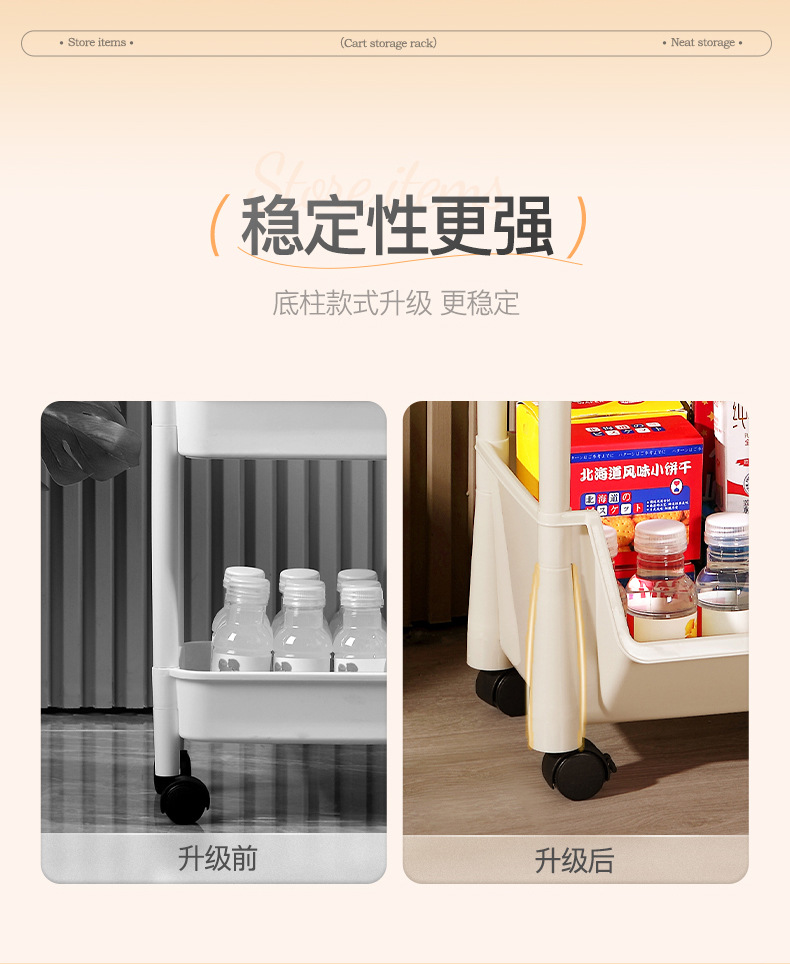 家用小推车置物架落地多层学生书本收纳整理可移动大容量收纳架详情3