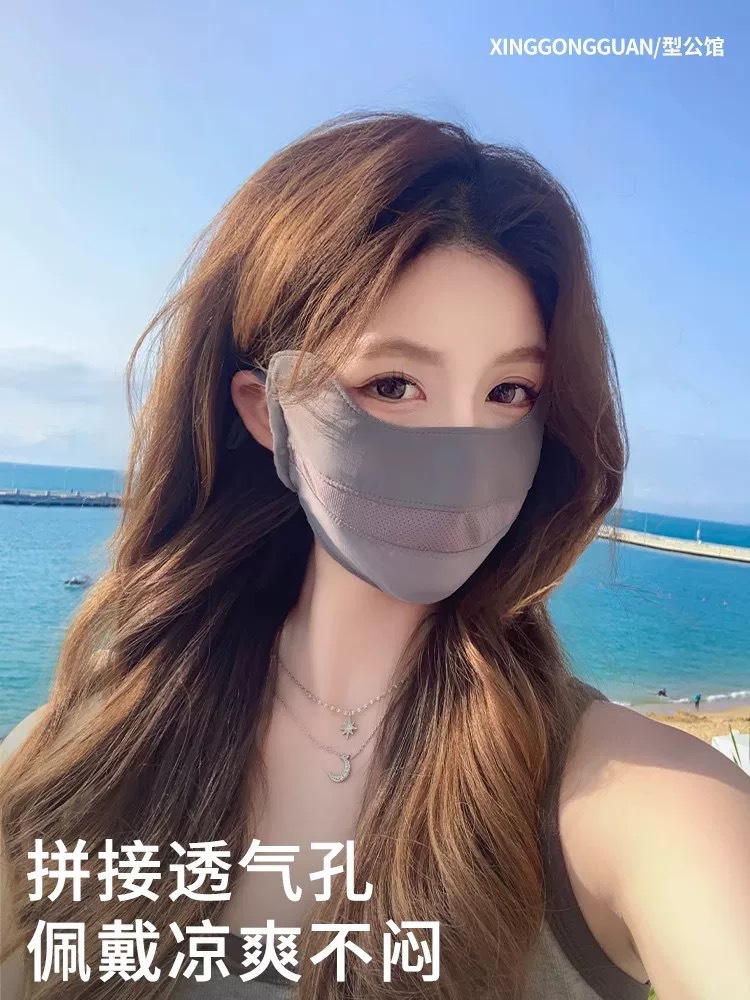 Sun protection mask for girls, high school appearance level, Summer 2025 new UV protection mask, full face ice silk breathable sun protection thin style pic 5