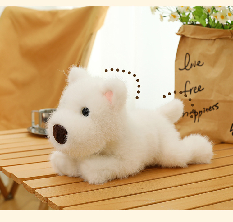 Cute sitting and lying West Highland plush toy Labrador, palm treasure Akita Dog, children's comfort dog wholesale pic 29