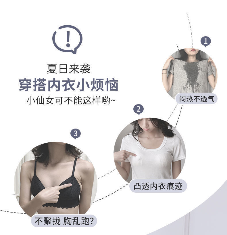 日本镂空轻木棉小胸聚拢显大薄款内衣少女无钢圈无痕调整型文胸罩详情4