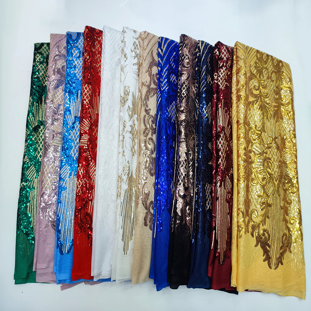 新款非洲亮片蕾丝花边网布面料派对礼服民族风服装辅料laceJX756详情45