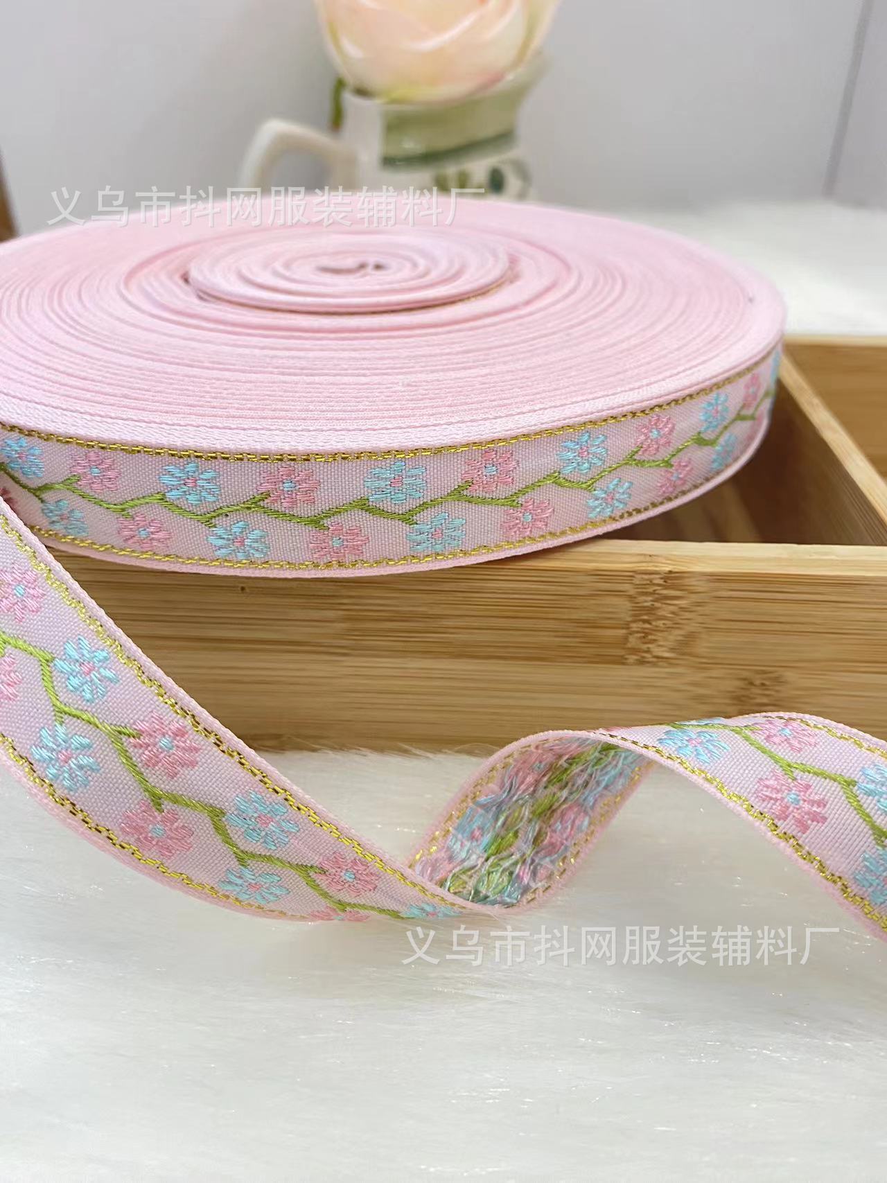 2.1cm小香风金丝提花刺绣织带发饰礼盒包装带演出服装辅料批发.详情5