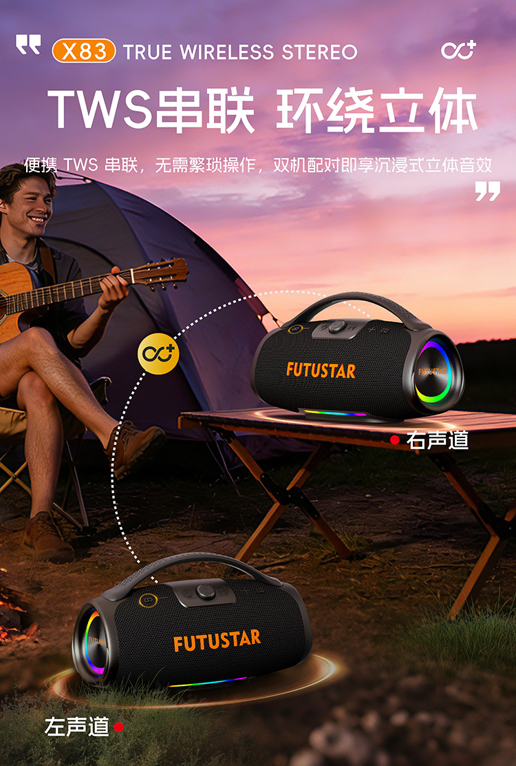 Le Xiangyu 100W Portable Bluetooth Speaker for cross-border Trade, High-power hand-held subwoofer, Outdoor camping Bluetooth speaker pic 11