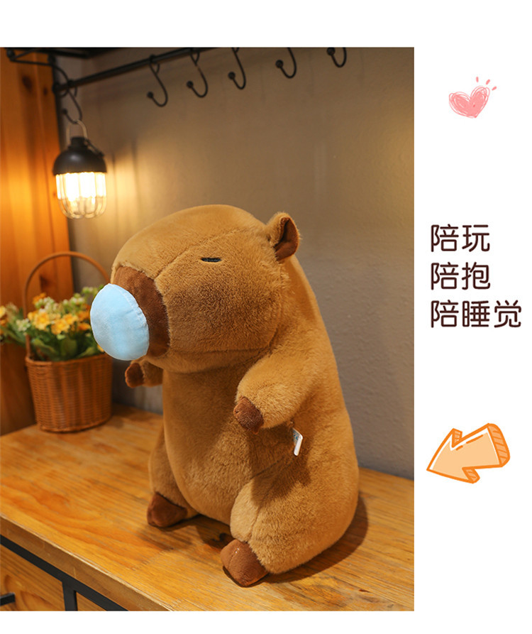 网红卡皮巴拉鼻涕玩偶立体可爱水豚公仔抱枕毛绒玩具生日礼物睡觉抱枕详情22