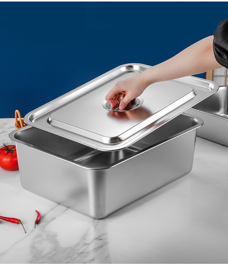 不锈钢方盆加深加厚不锈钢方盘带盖方形不锈钢猫砂盆餐厅蒸饭盘详情16