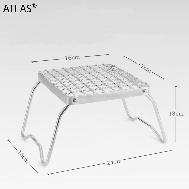 ATLAS户外不锈钢炉架便携烧烤架多功能野营炉头可折叠水壶支架网详情4
