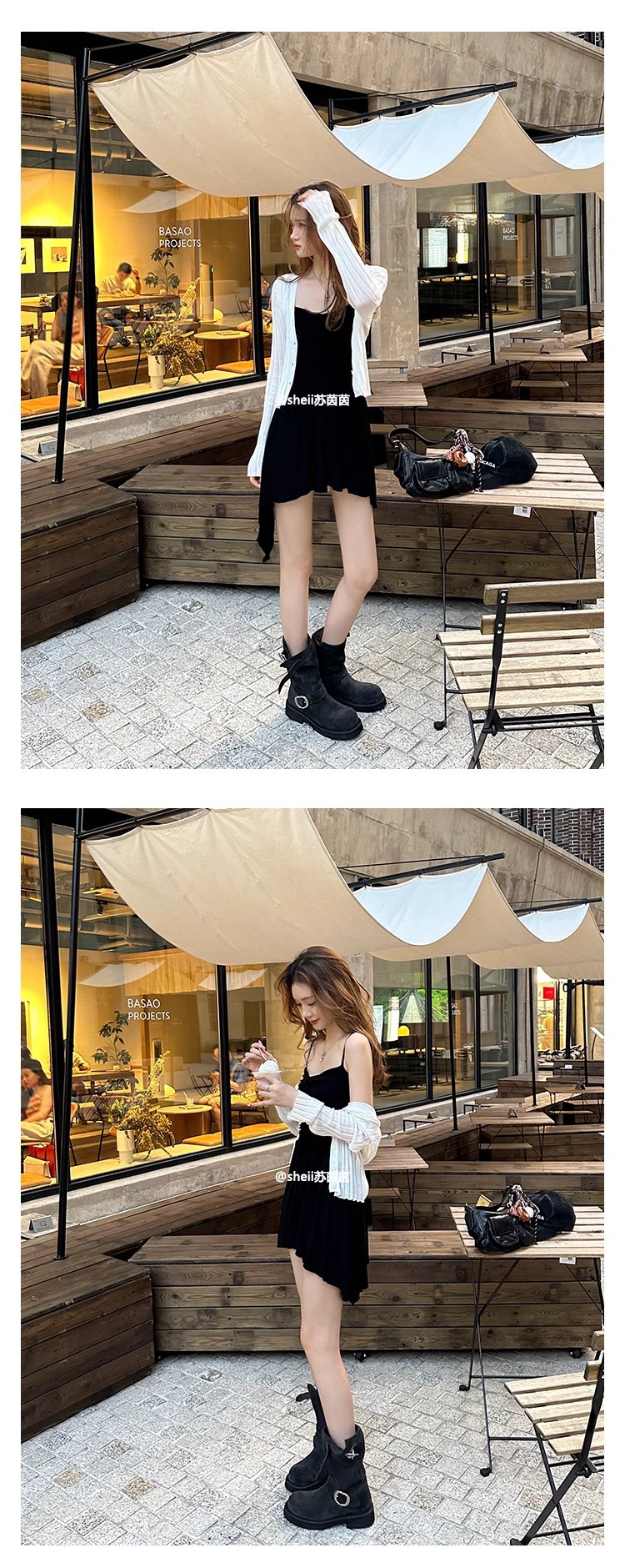 sheii苏茵茵同款！沙丘~超软糯厚底机车扣带短靴女马丁靴堆堆靴详情16