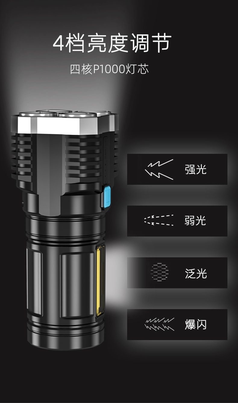 led high-intensity flashlight, portable outdoor power bank, multi-functional COB side light flashlight, super large capacity pic 10
