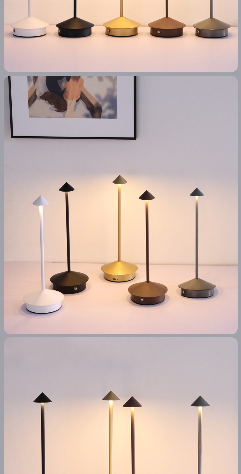 Cross-border wholesale night lights, creative pointed top table lamps, outdoor camping charging lamps, restaurant, coffee shop and bar ambient lights pic 12