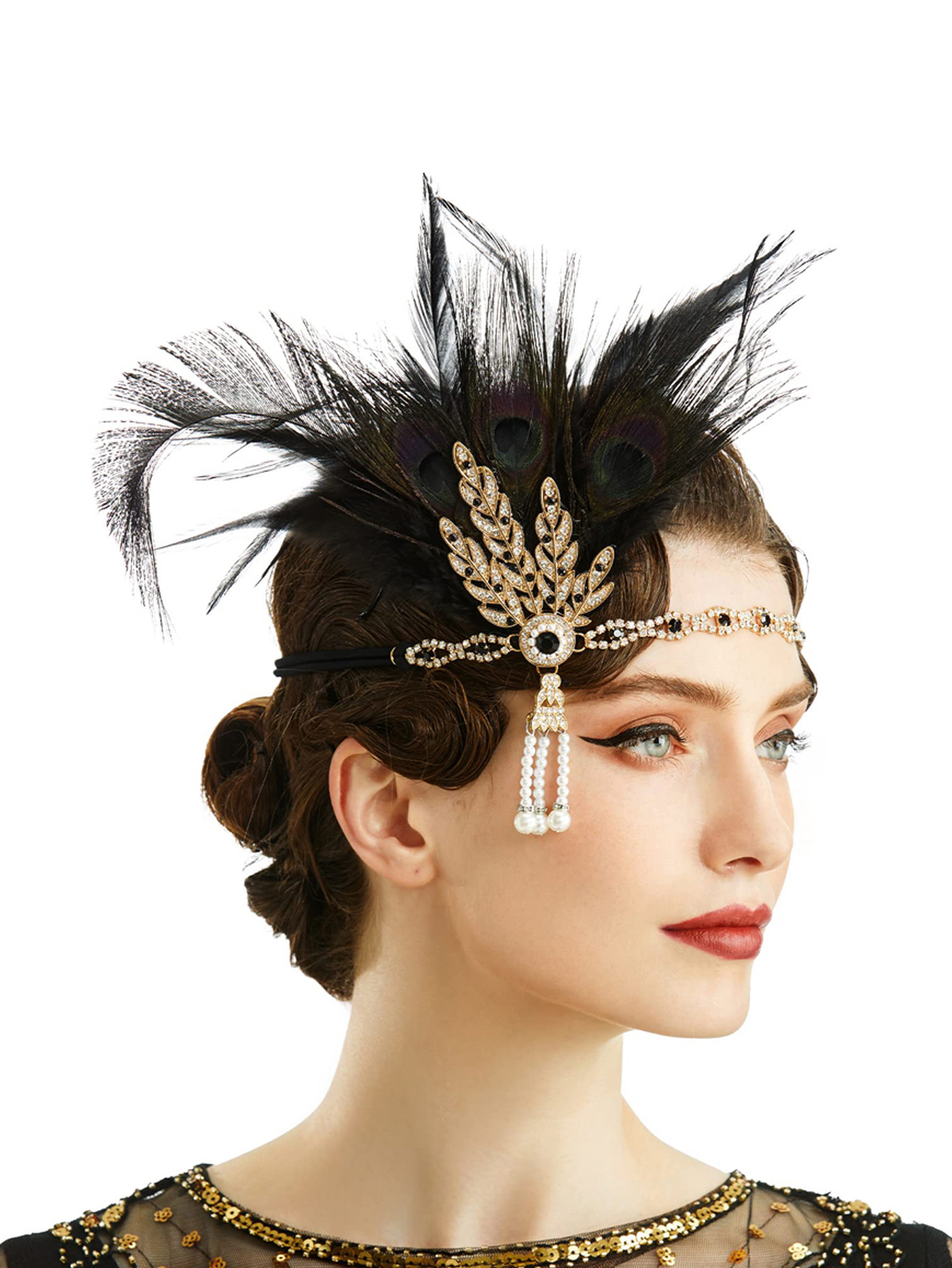 The black feather headband for the female Halloween party at the 1920s Masquerade is now in hot stock on Amazon pic 12