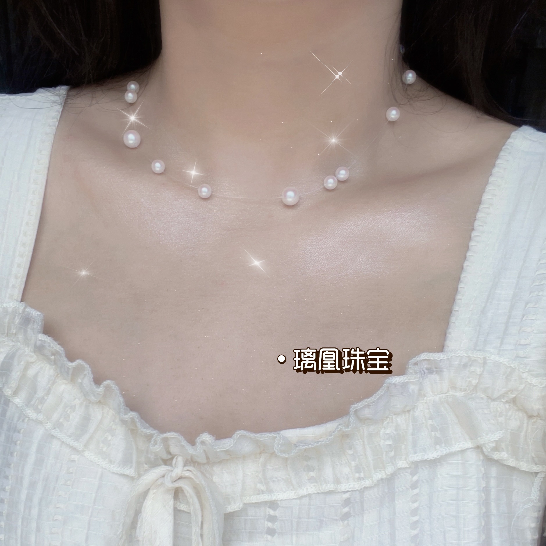 小清新珍珠鱼线项链女短款轻奢小众设计感气质小心机颈链锁骨链女详情2
