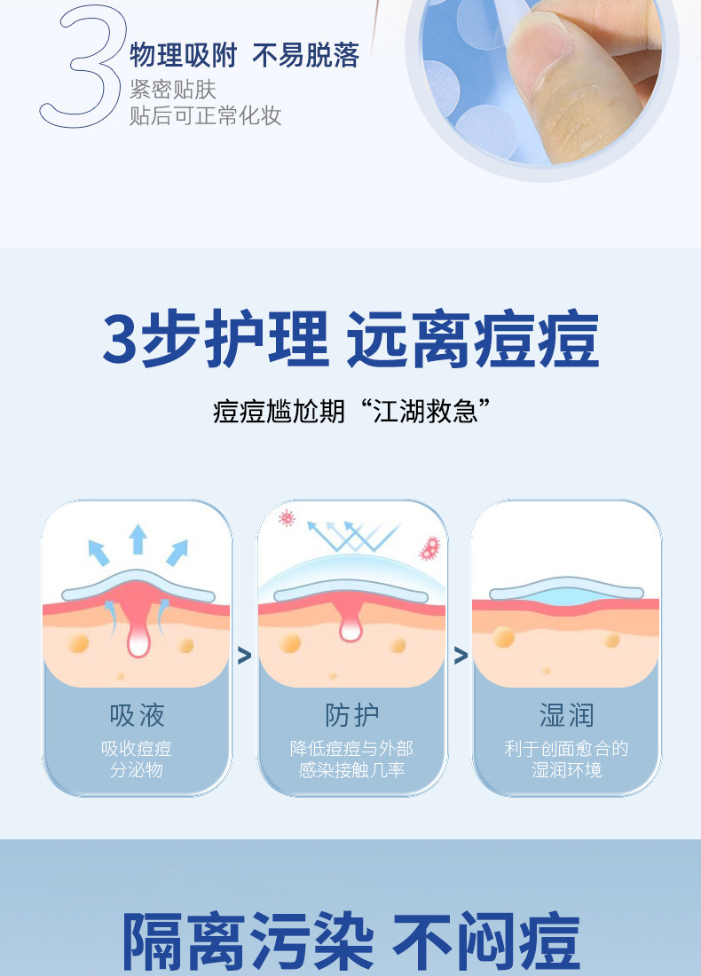 恒迪医用水胶体敷料隐形痘痘贴工厂批发人工皮化妆吸脓遮瑕祛痘贴详情4