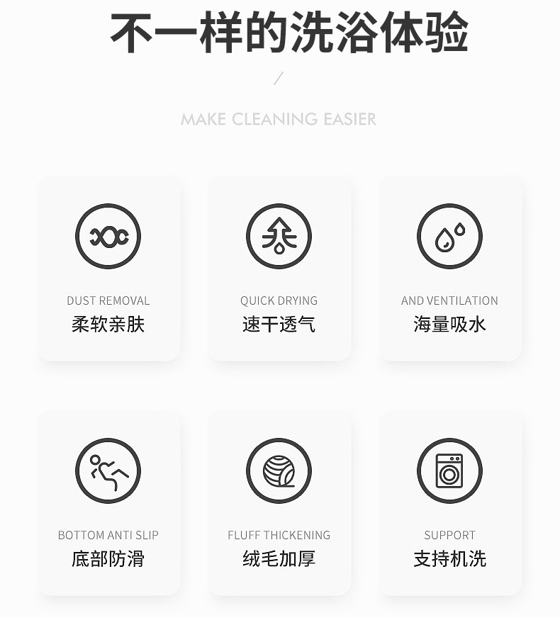 25新款幸运彩虹地毯浴室防滑垫亚马逊跨境吸水地垫植绒卫生间门口详情4