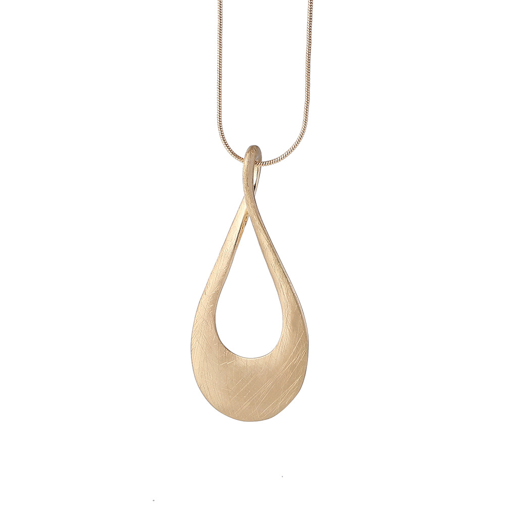 亚马逊跨境爆款简约小众设计感欧美外贸水滴形拉丝饰品吊坠毛衣链详情4