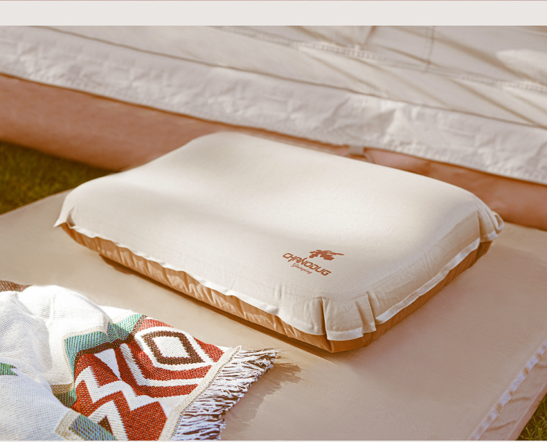 Portable and easy-to-store self-inflatable pillow for camping travel, outdoor 3D comfortable pillow, high-elasticity cotton cheese pillow pic 8