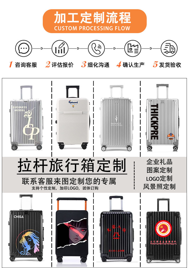 商务前置开口行李箱女小型20寸登机轻便拉杆箱杯架24旅行箱男学生详情5