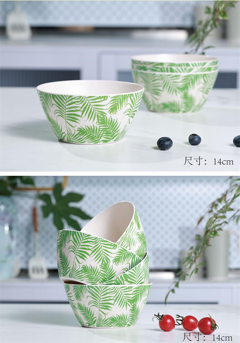 绿色叶子图案陶瓷碗盘家居陶瓷碗饺子盘180ml详情4