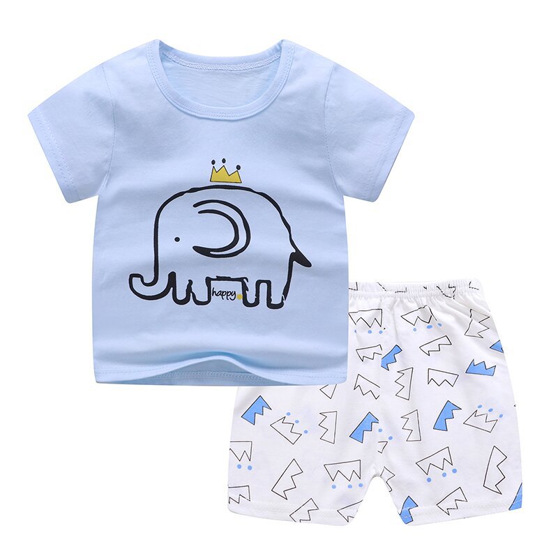 Wholesale of T-shirts for children aged 0-5, summer infants and toddlers, boys and girls, baby cotton short-sleeved shirts and shorts, baby half-sleeved shirts pic 4