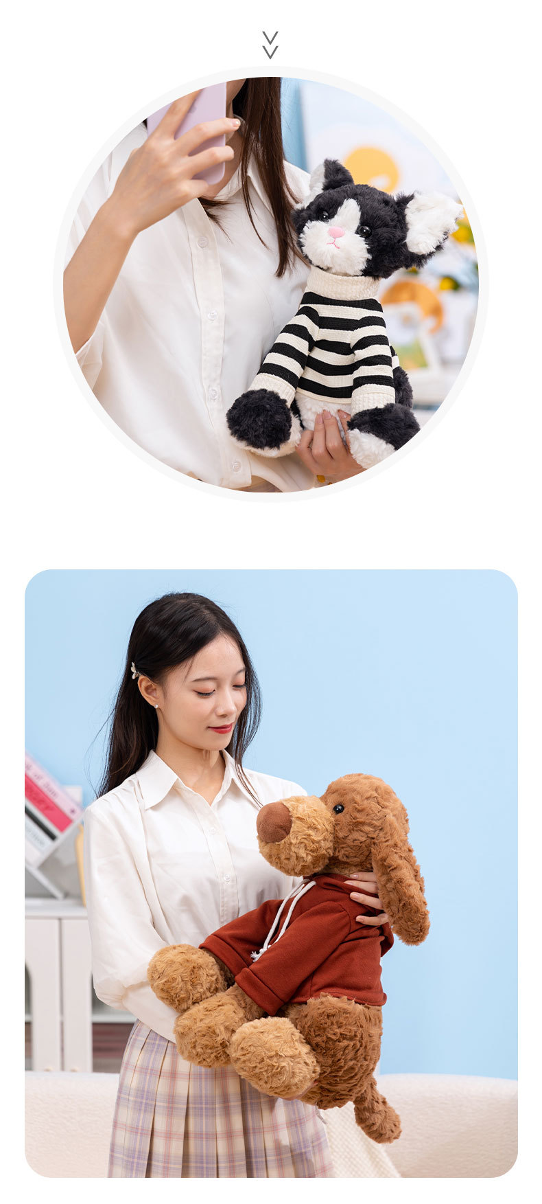 卡通洛克斯卫衣德文猫毛绒玩具小狐狸萌宠垂耳狗家居摆件抱枕批发详情6